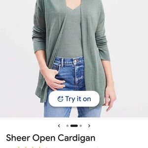 LOFT Sage Green Open Front Cardigan